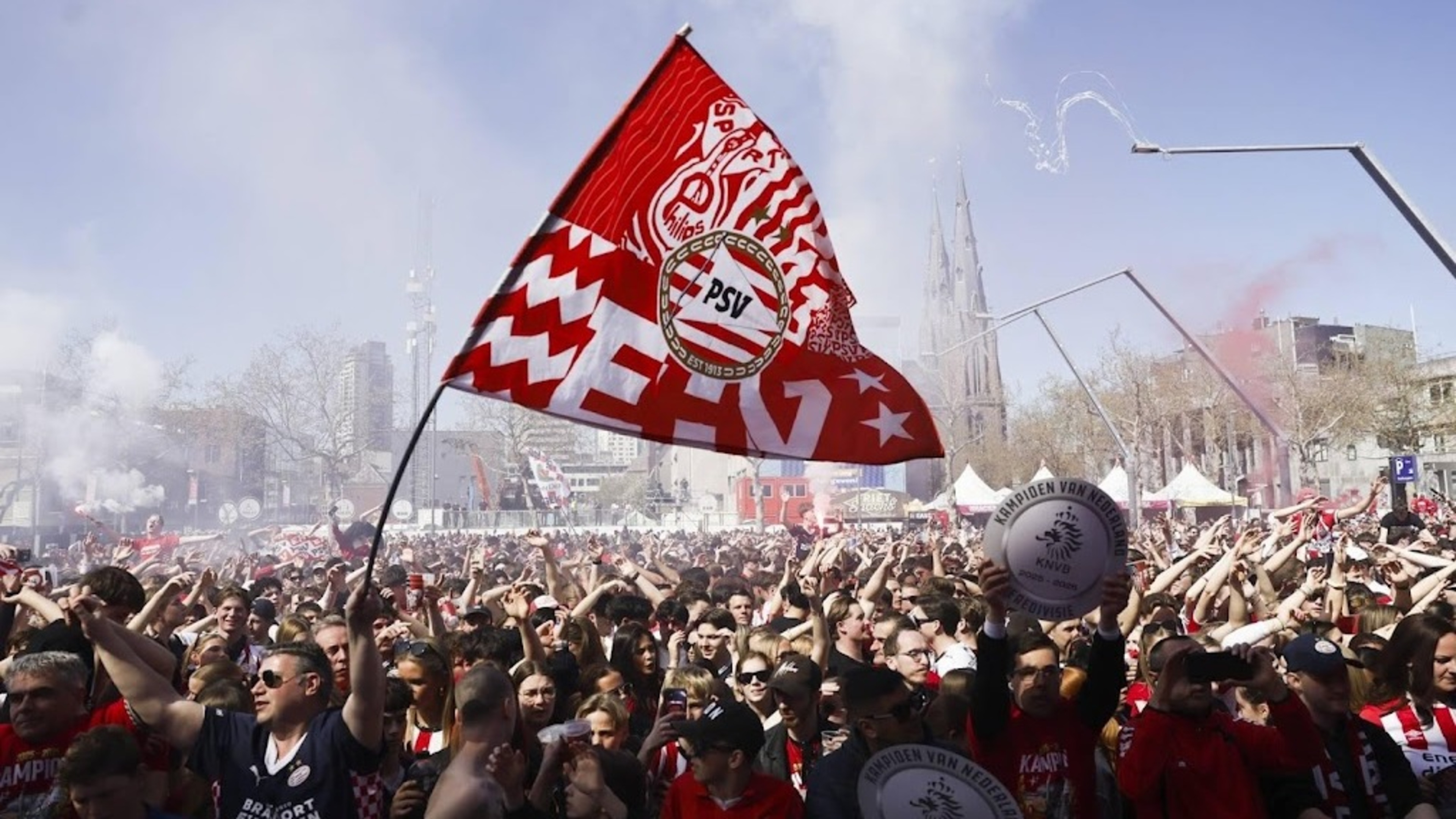 PSV squad at Stadhuisplein for celebration
