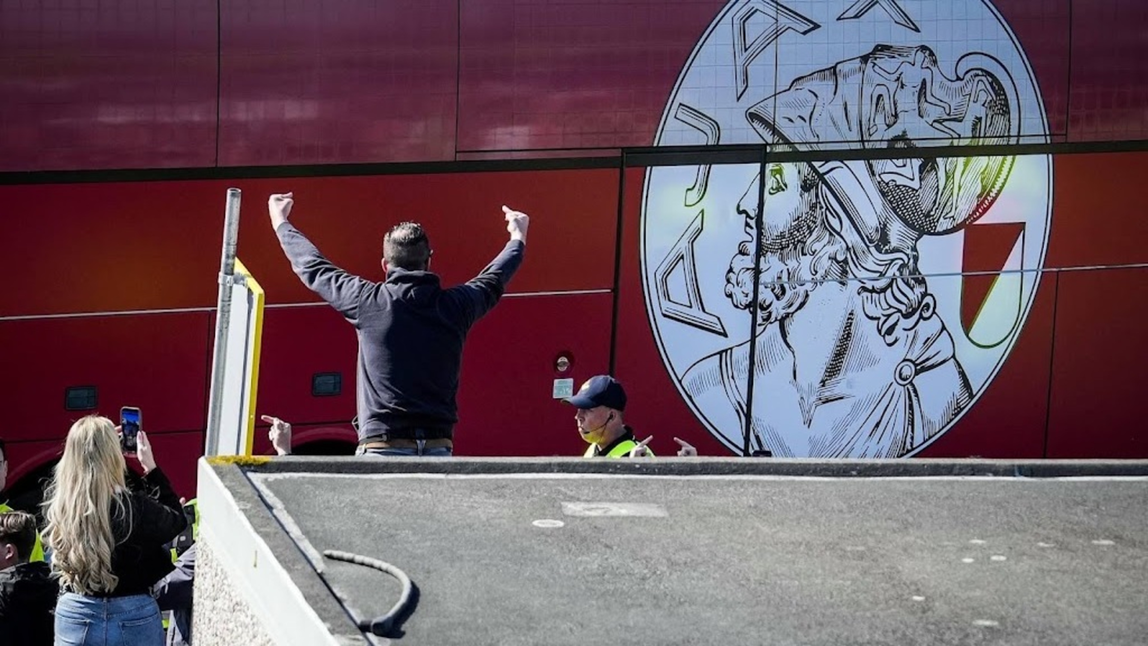 Ajax team bus briefly halted by group with flares on A4 motorway