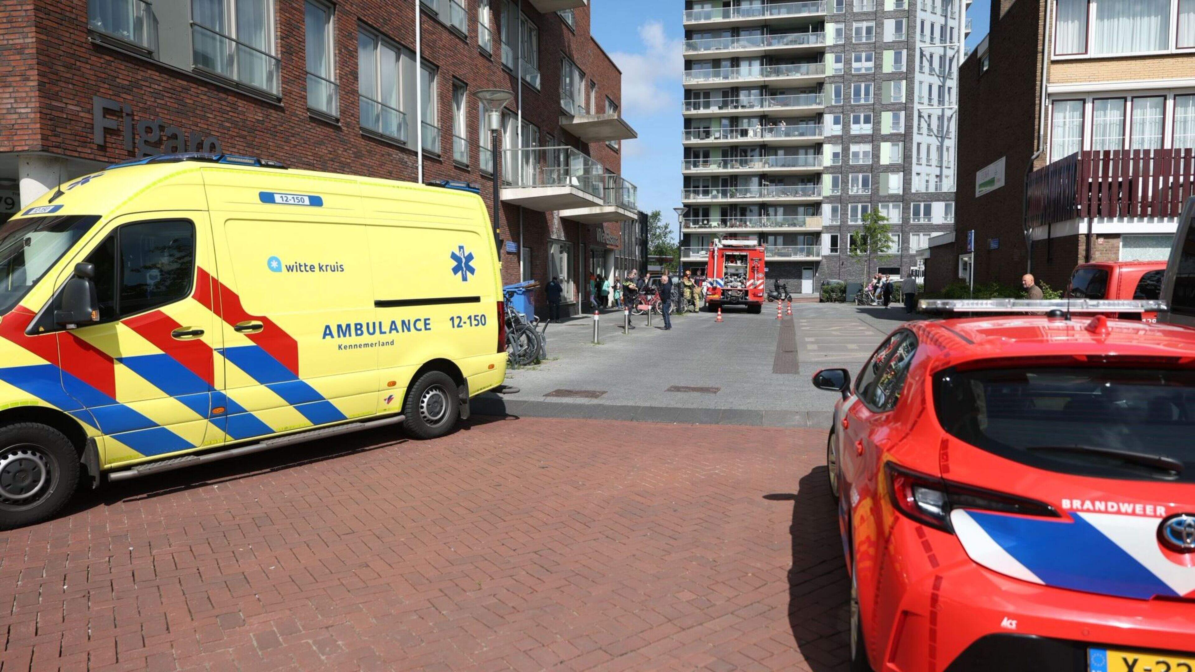 Fire at residential care complex in Beverwijk, person treated by paramedics