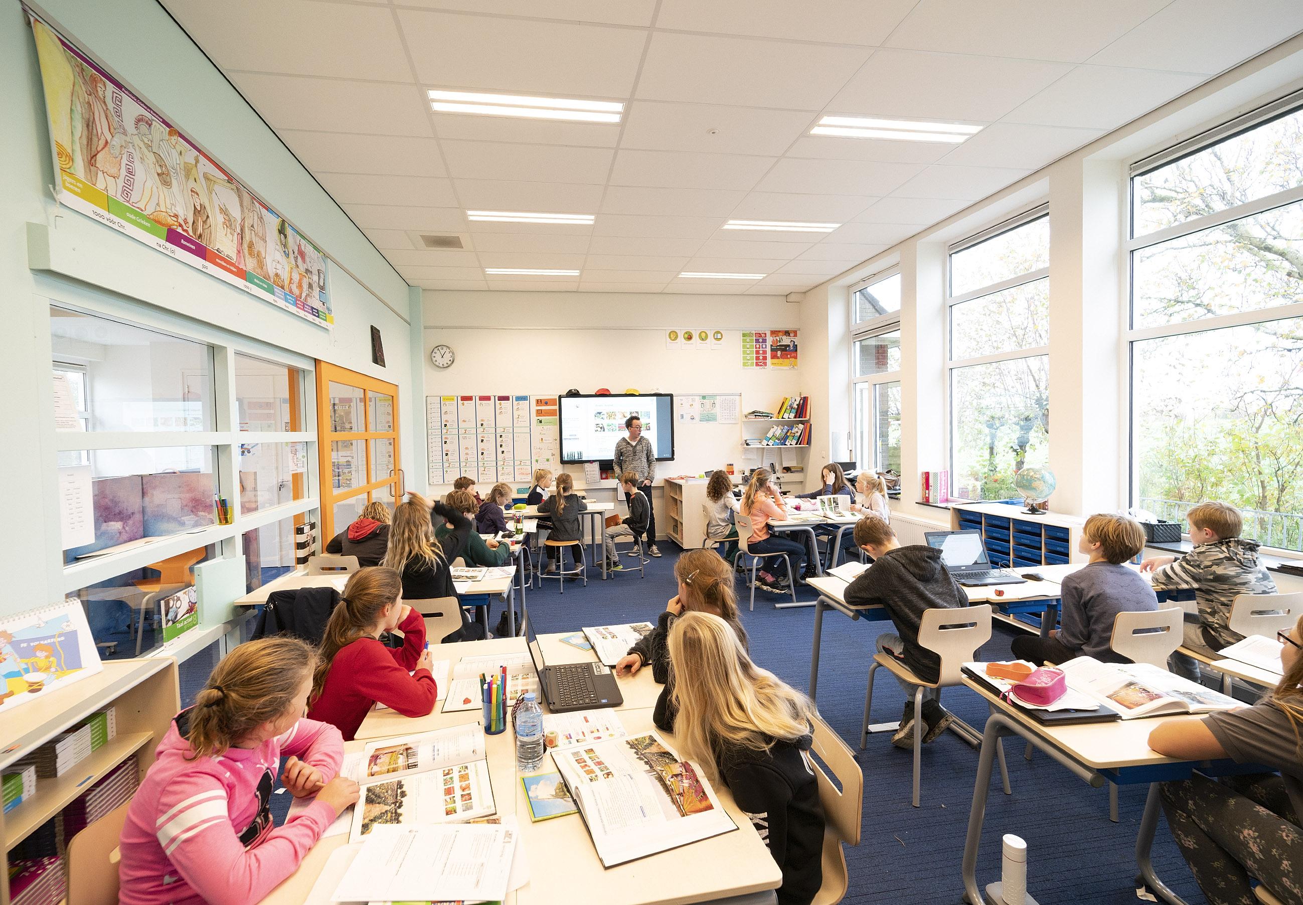 Basisschool in West-Graftijk zonder vaste lokalen, vaste zitplaatsen, vaste groepen en scheidende mu