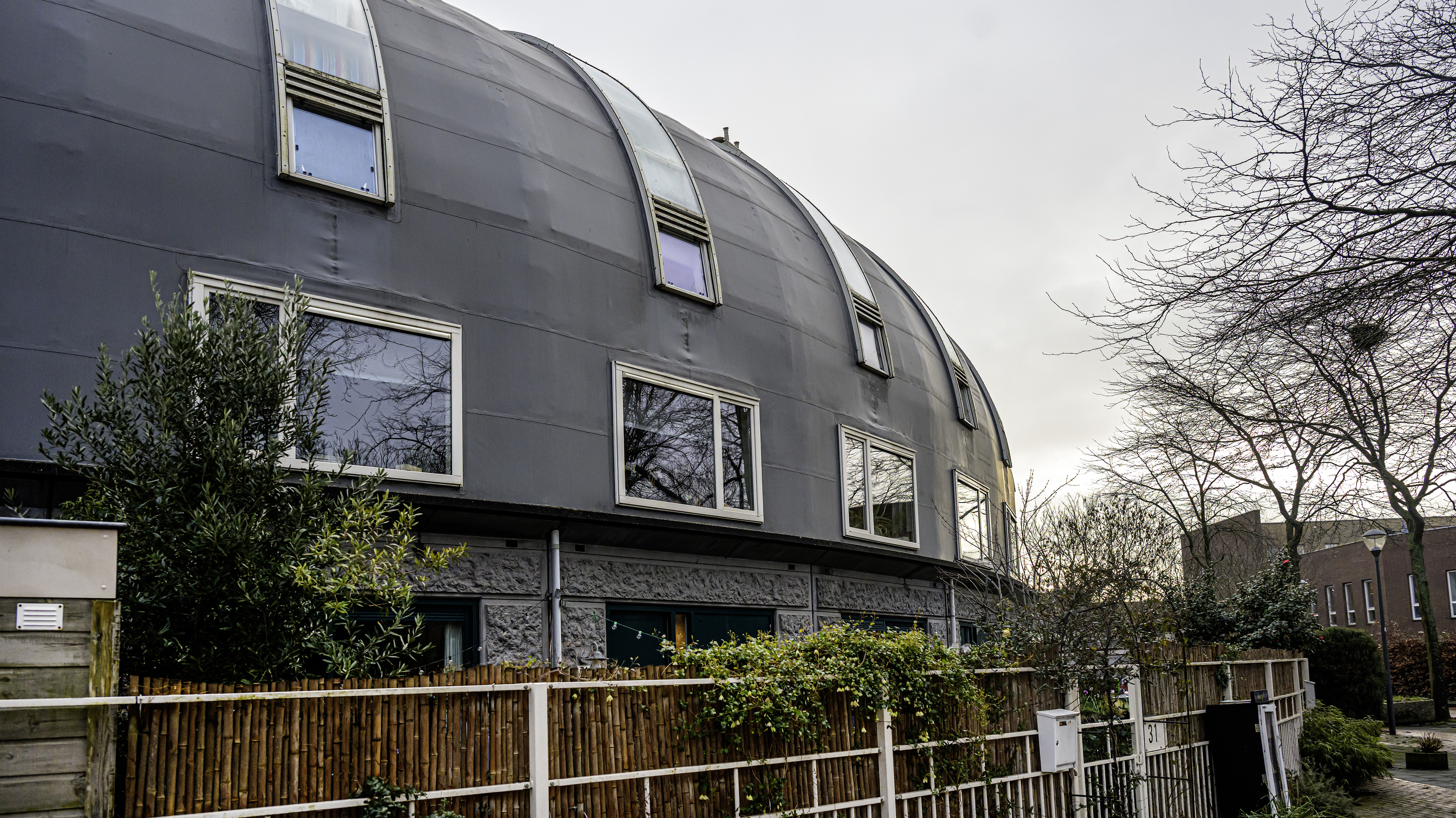 Architectural gem becomes growing source of mold for young family. Who dares to repair the shattered glass facade?