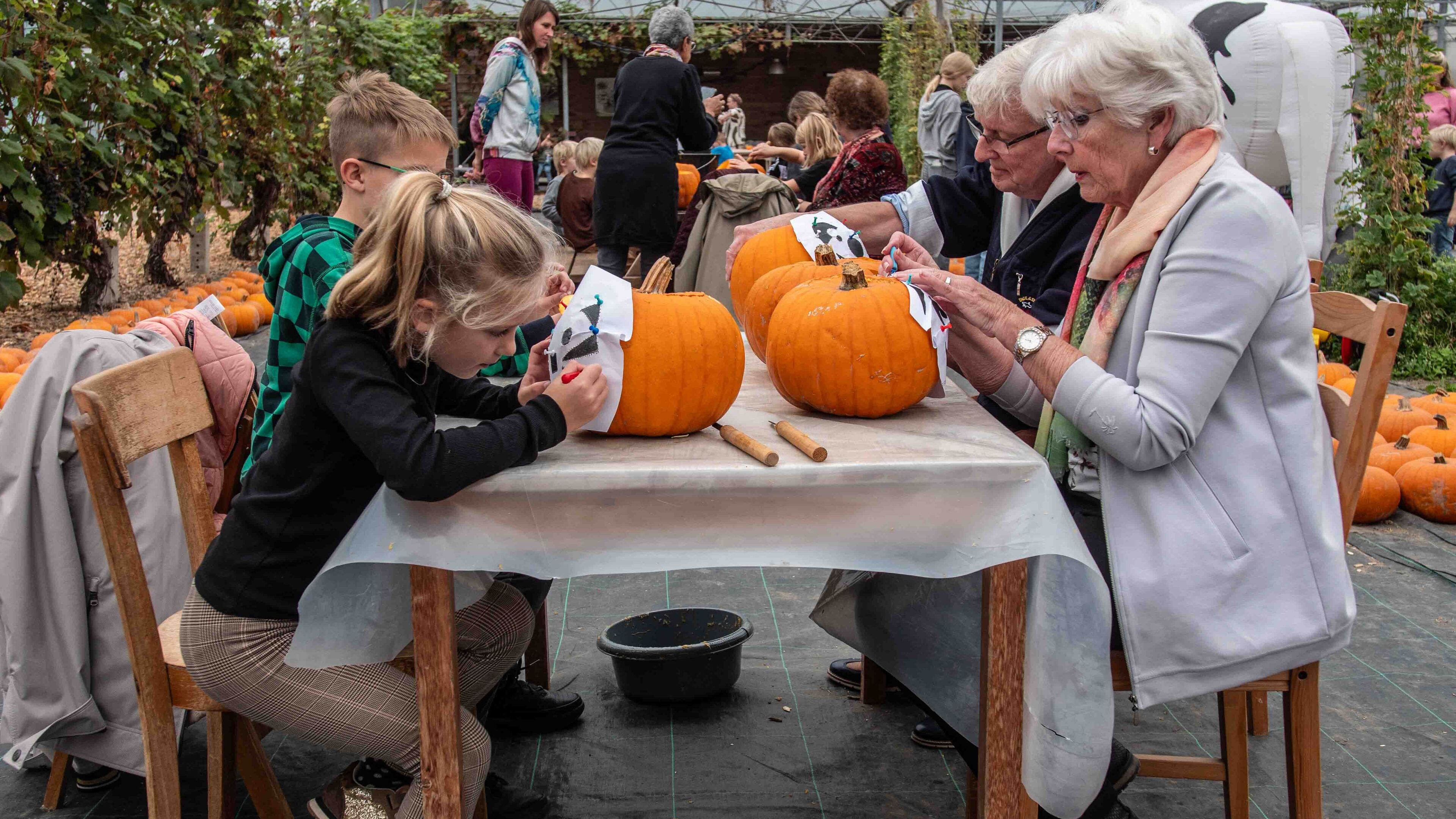 Honderden kinderen in Warmenhuizen in de weer met pompoenen tijdens herfstvakantie