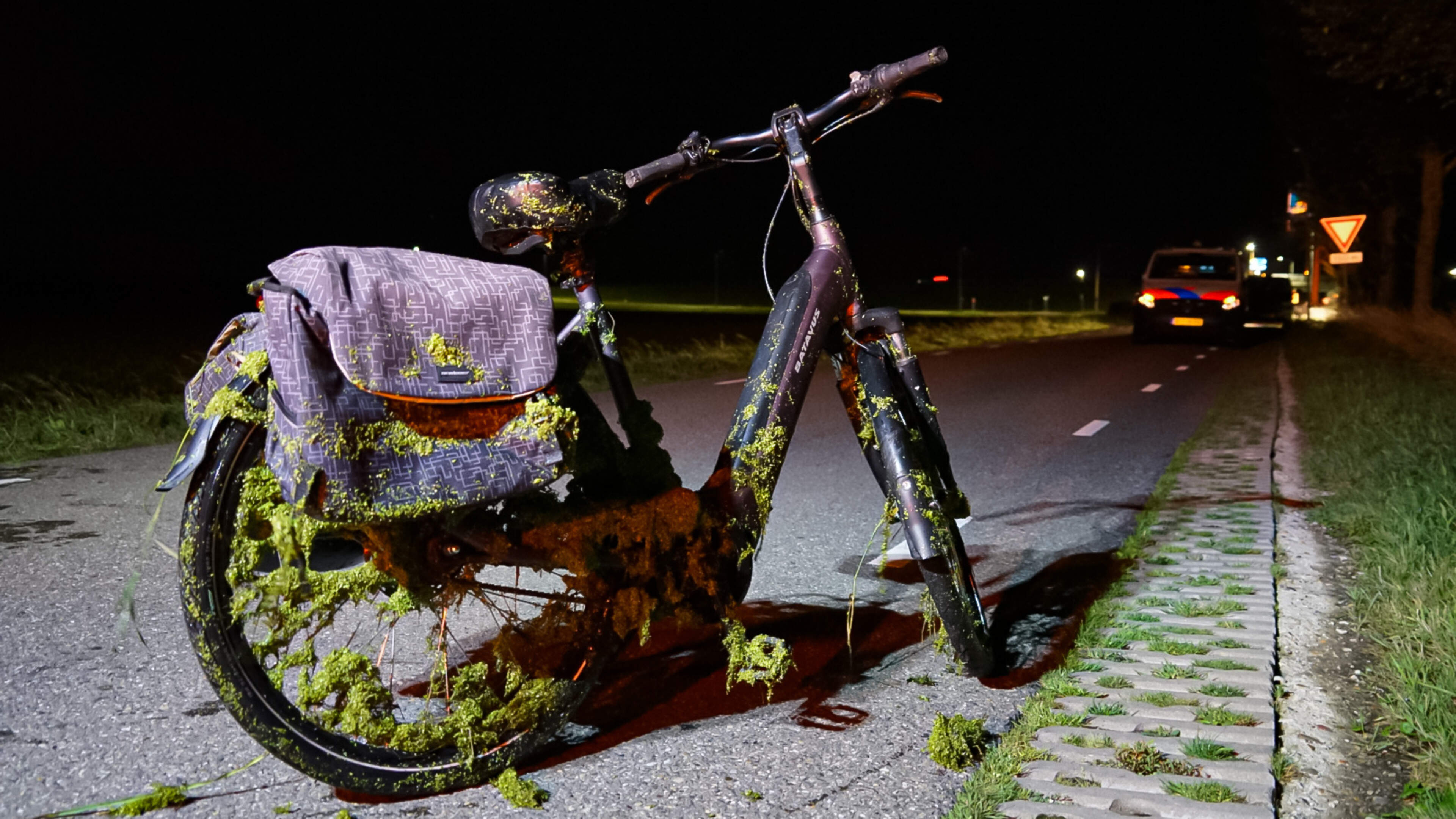 Ambulancechauffeur ziet fietser in sloot, omstander schiet te hulp