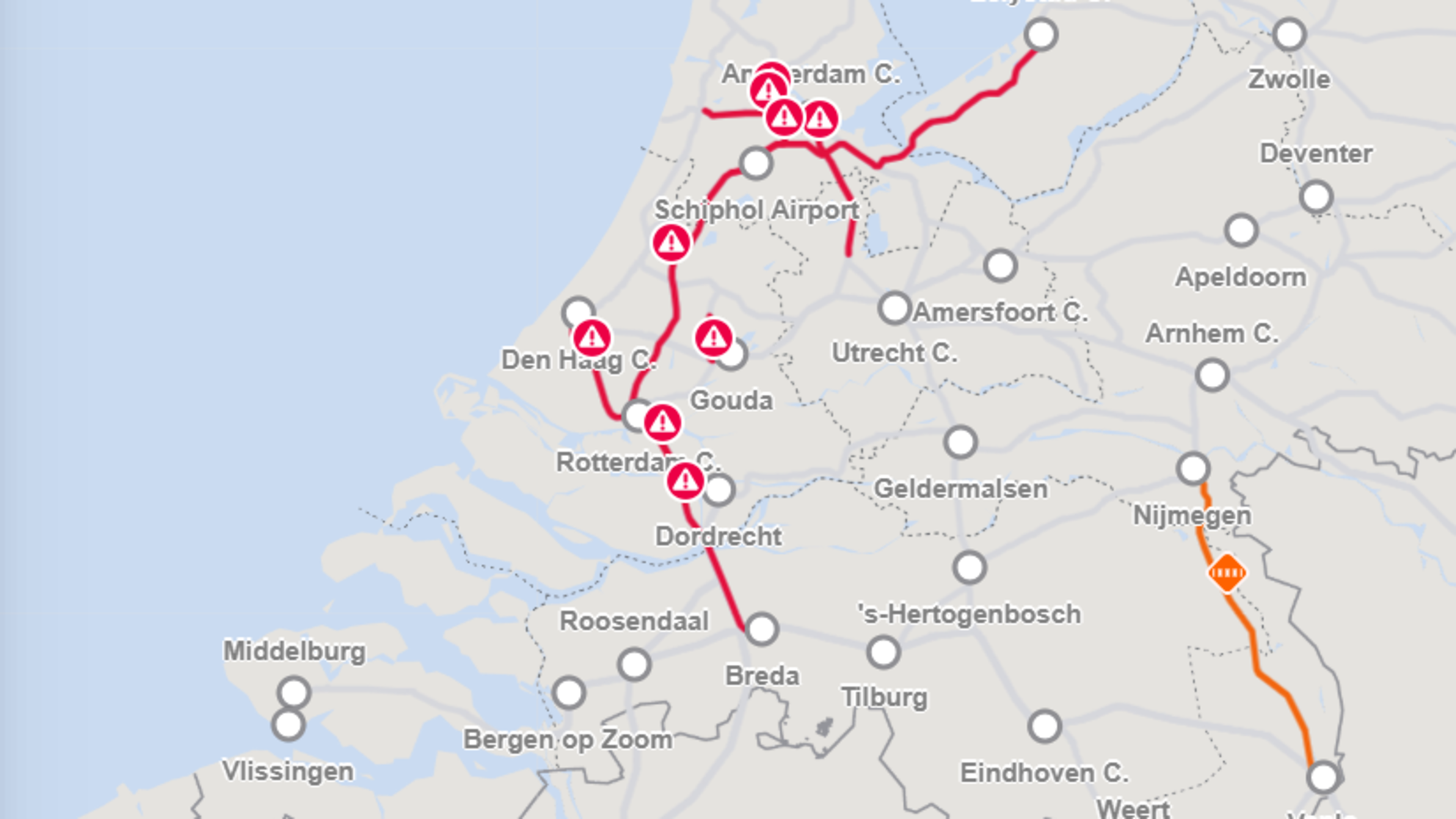 Traffic in North Holland on Monday, July 6: A7 between Hoorn and Abbekerk closed after accident, tunnel malfunction disrupts train traffic