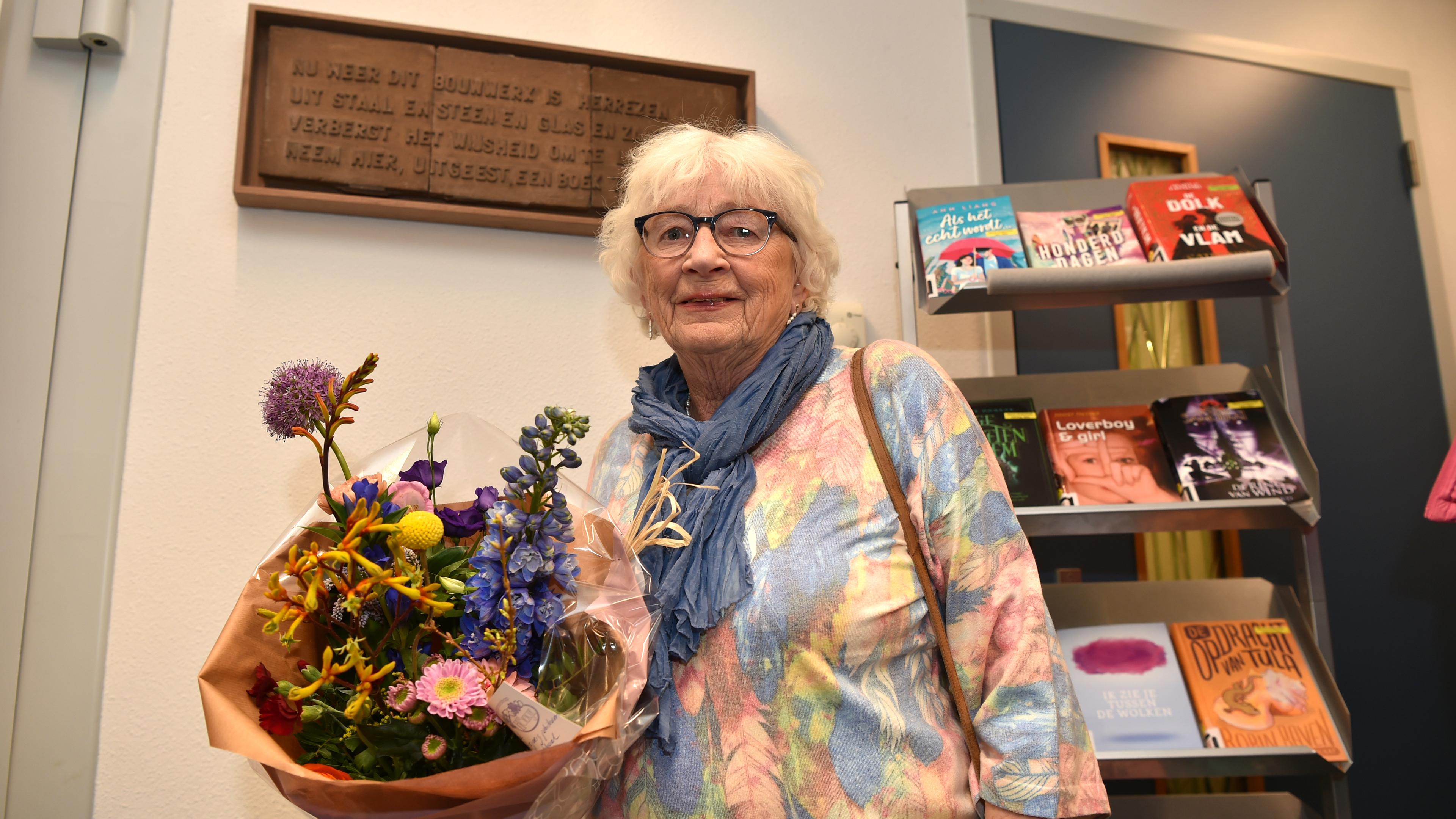 Tile mural from old library for Uitgeest Reading Room's 10th anniversary