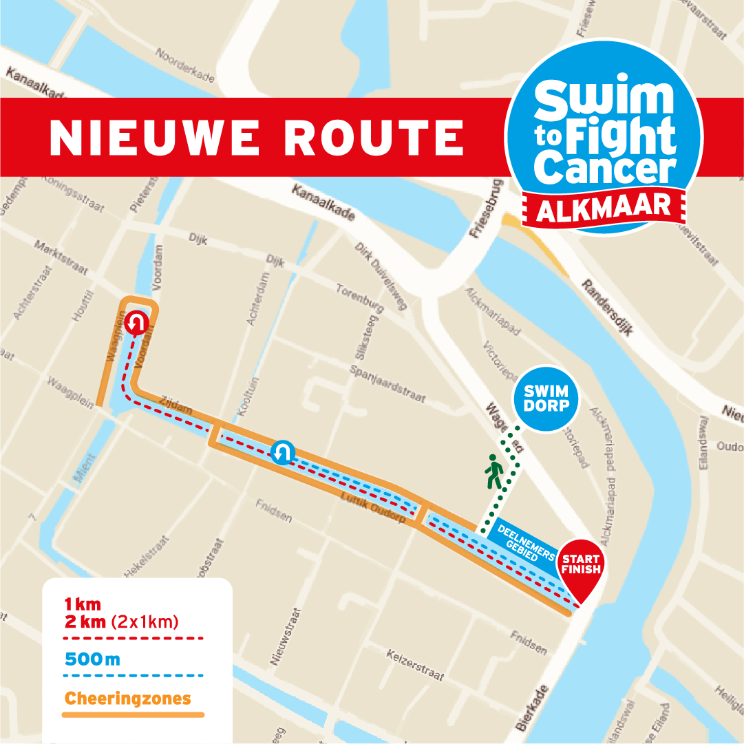 E.Coli in Noordhollands Kanaal: route Swim to Fight Cancer Alkmaar gewijzigd