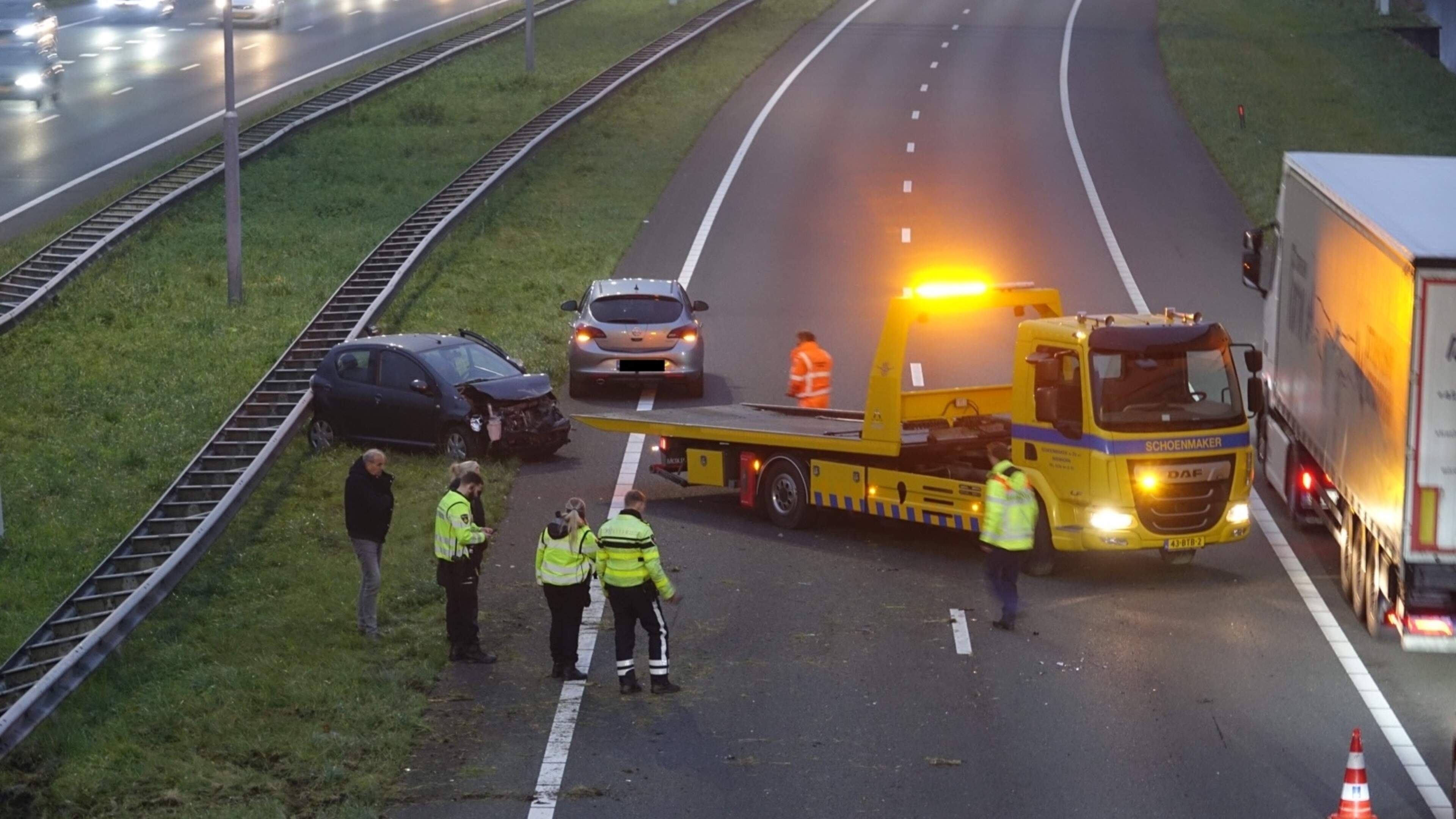 Ongeval tussen twee auto’s veroorzaakt lange file op A7 vanaf Zuidoostbeemster richting Zaandam